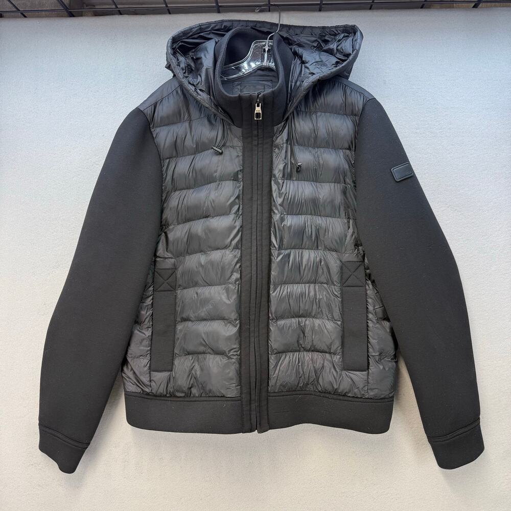 Tumi Puffer Jacket Nylon Men's Size L Black Packable Tumi Coat Business Casual